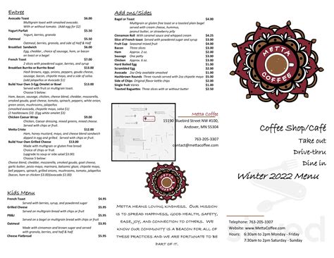 Metta coffee cafe menu  Sample our cold brew and grab a free sample of our dark roast coffee for home before